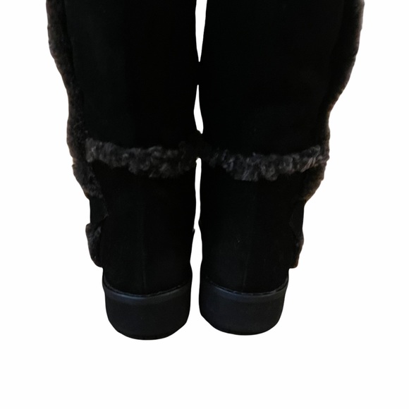 Stuart Weitzman Black Tall Sherpa Side Zipper Winter Boots - Picture 12 of 13